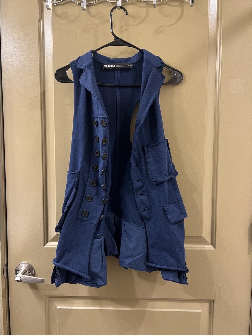 Run & Fly Navy Hooded Utility Vest with Button Detail Sz S (NWOT)